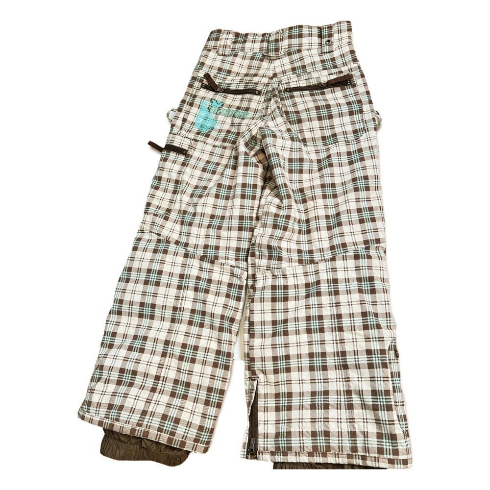 Burton Pants Ski snow snowboard cream brown blue plaid 8